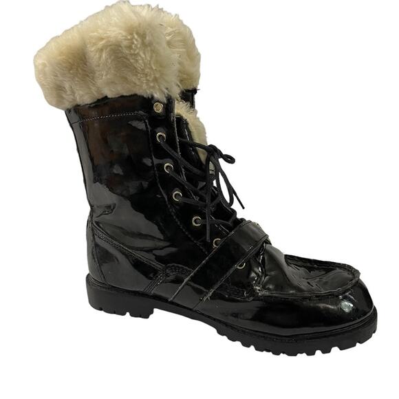 US Polo Assn Madison Black And Cream Faux Fur Lined Boots - Picture 3 of 10
